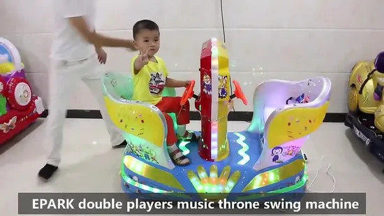 Colorful LED Kiddie Ride Amusement Park for Double Players Music Throne Swing Car 